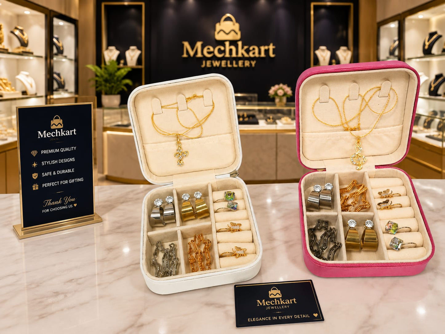 20978 Jewellery Organizer Box with 1 Pendant & 6 Pairs of Earrings (random)