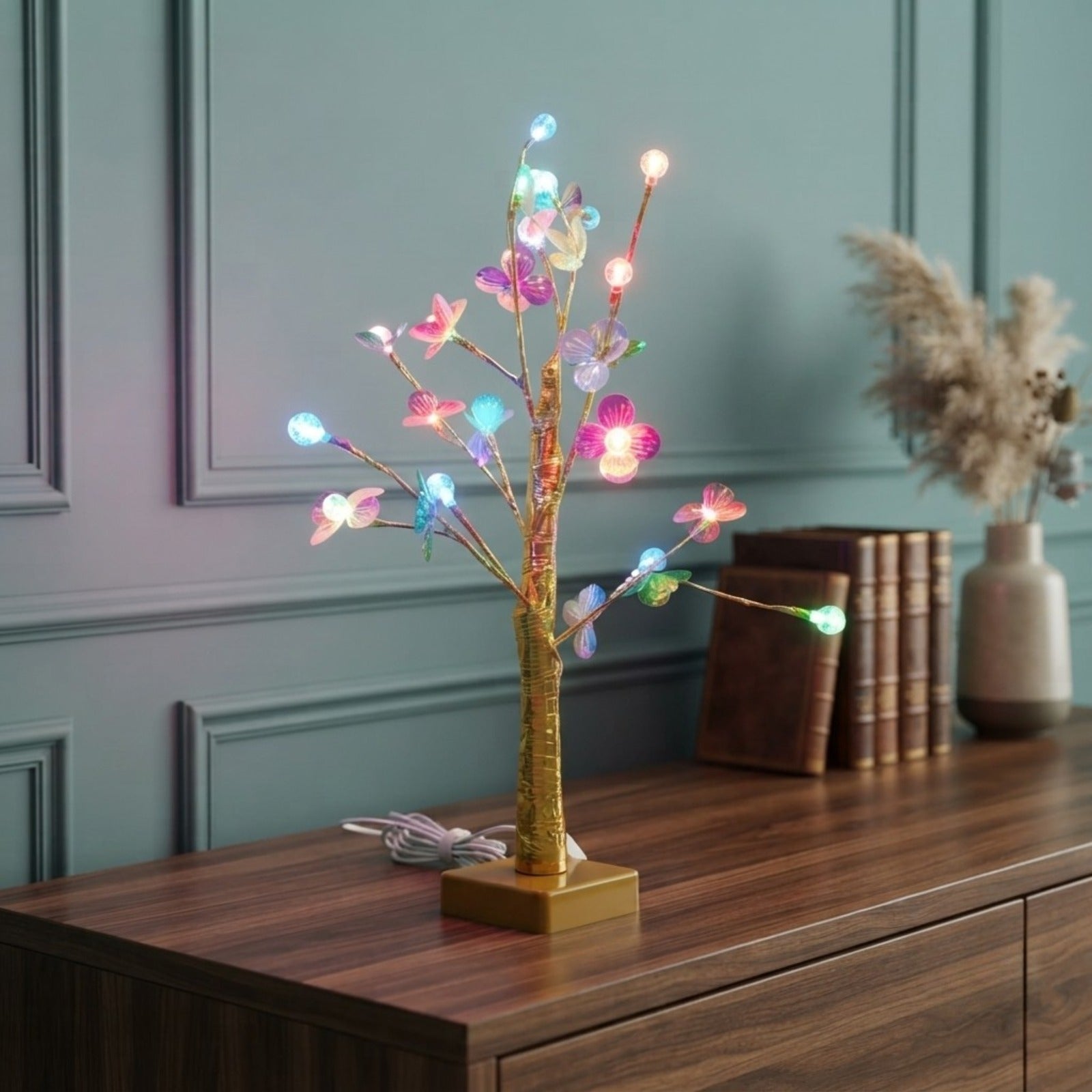 20865 USB Powered Multicolor LED Butterfly Blossom Tree Lamp | Decorative Table Night Light | Color Changing LED Tree for Bedroom, Living Room, Home Decor & Gift