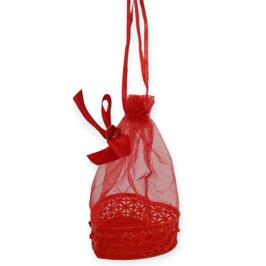 11092 {Pack of 12} Heart shaped Shap Red Cane Gift Basket for Traditional Gifting in Wedding, Engagement