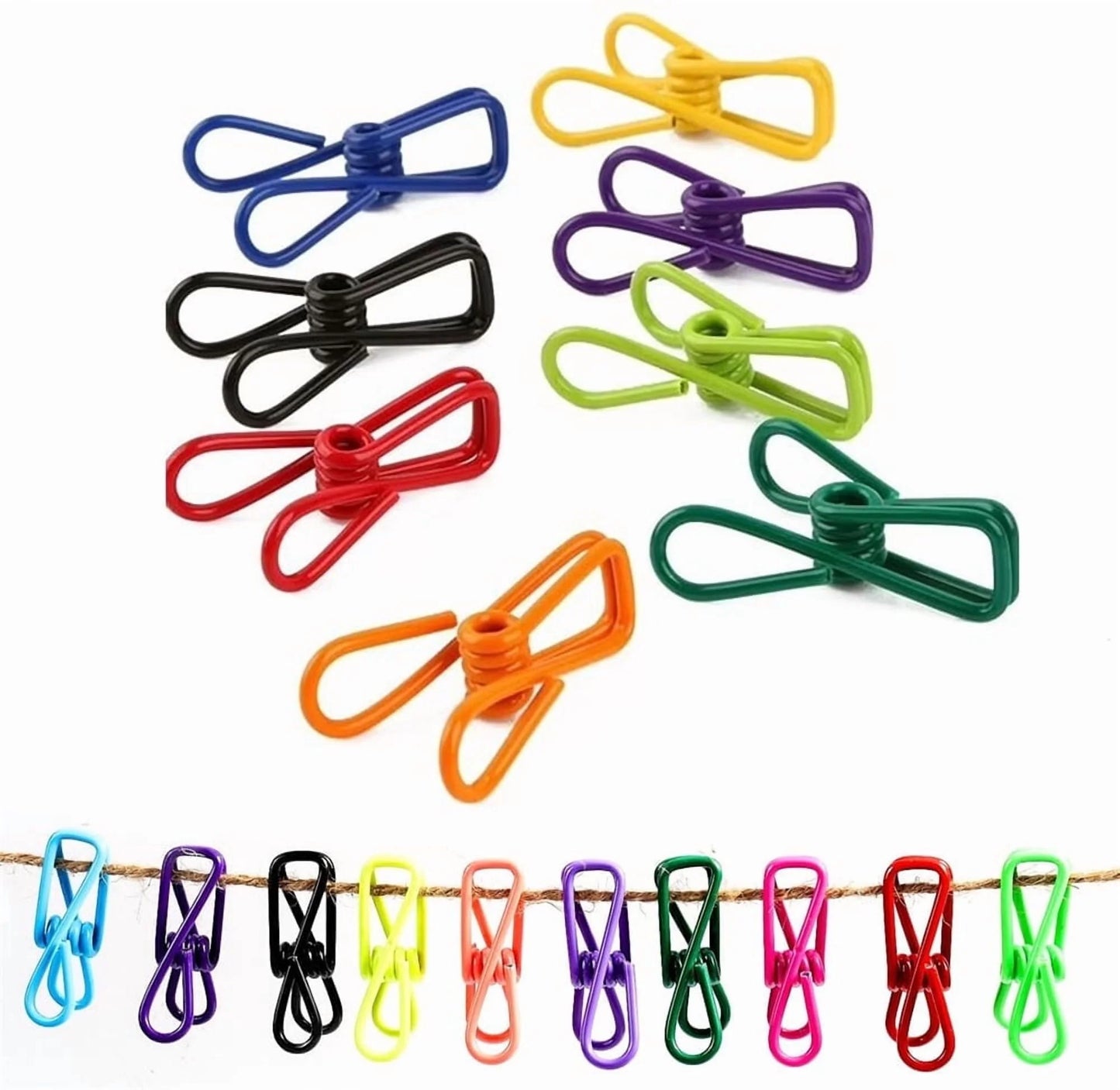 20172 {12 Pcs} Chip Clips, Utility PVC-Coated Steel Clip for Food Package, Chips Bag, Clothes, Parper