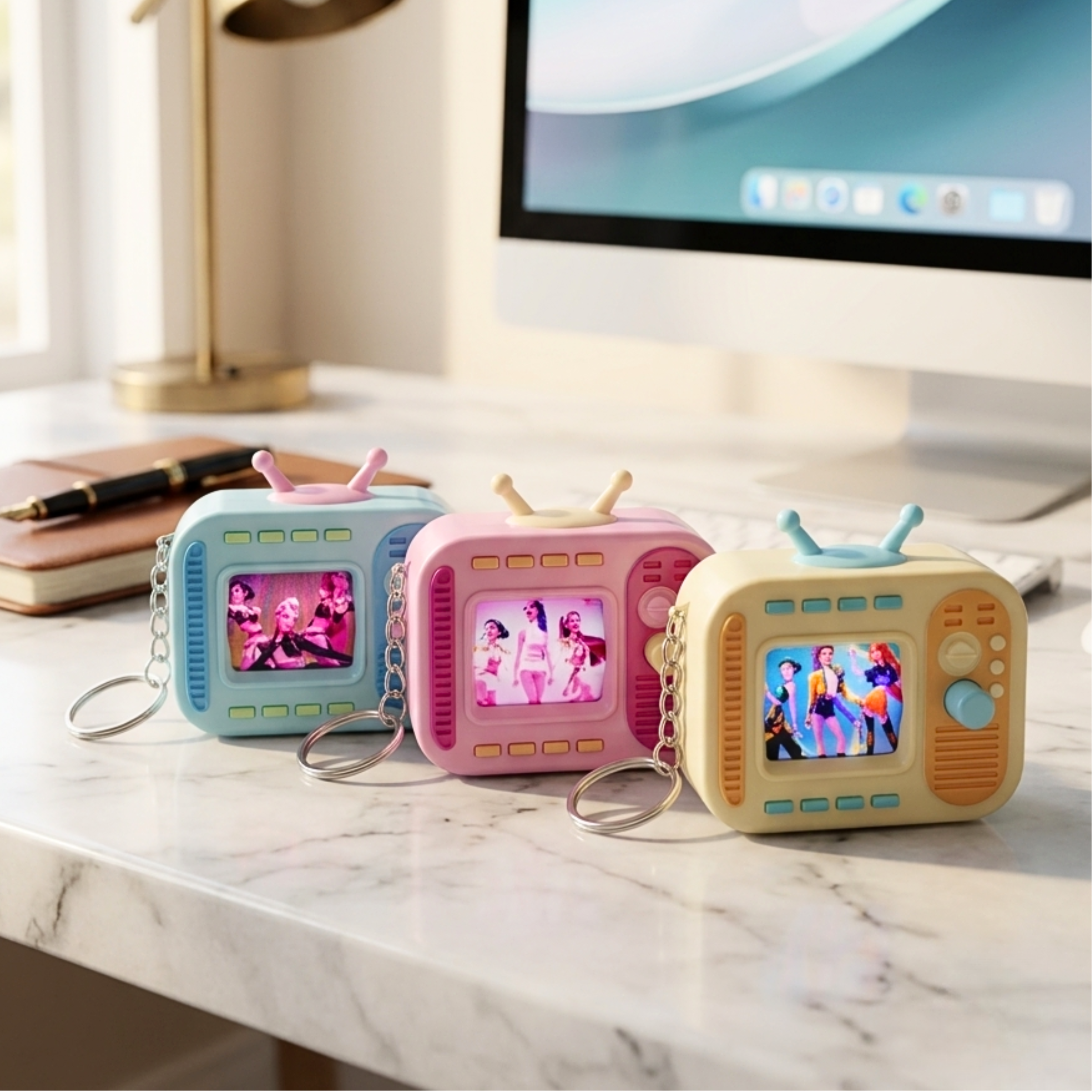 20547 Mini Retro TV Keychain {Random Color}