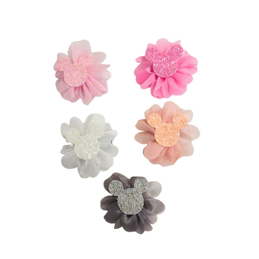 20617 {Pack of 10} Baby Girl Hair Clips Soft Flower Bow Strechable Hair clip Suitable For Newborns, Infants, Toddlers and Kids