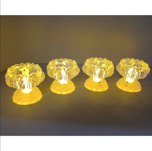 KT-C148 Candle Light Yellow Lotus Lamp Tea Lights Household Lights Front Light Lotus Candle Holder Tealights Candle Lamp Desktop Light