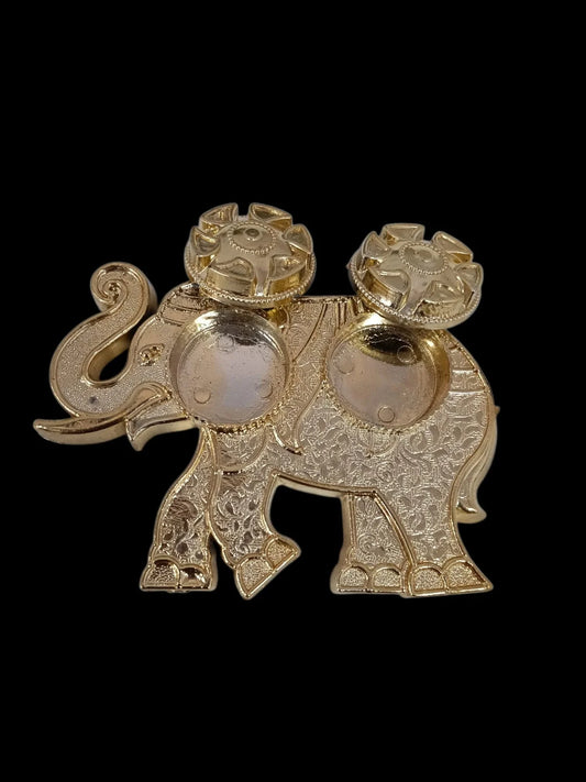 11358 Haldi Kumkum Golden Elephant Holder for Festival items