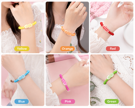 20851 {12 Pcs} Colorful Friendship Bead Bracelet for Kids | Elastic Wrist Band {Random Design}
