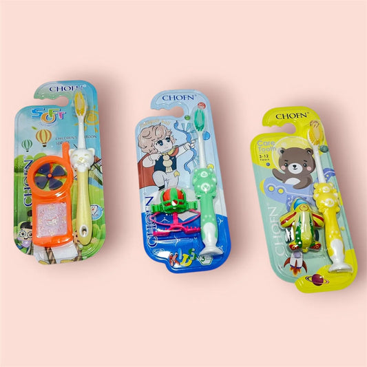 588 Cute Toothbrush with mini Toy | Soft Bristles Toothbrush For 3-6 Years Old Children
