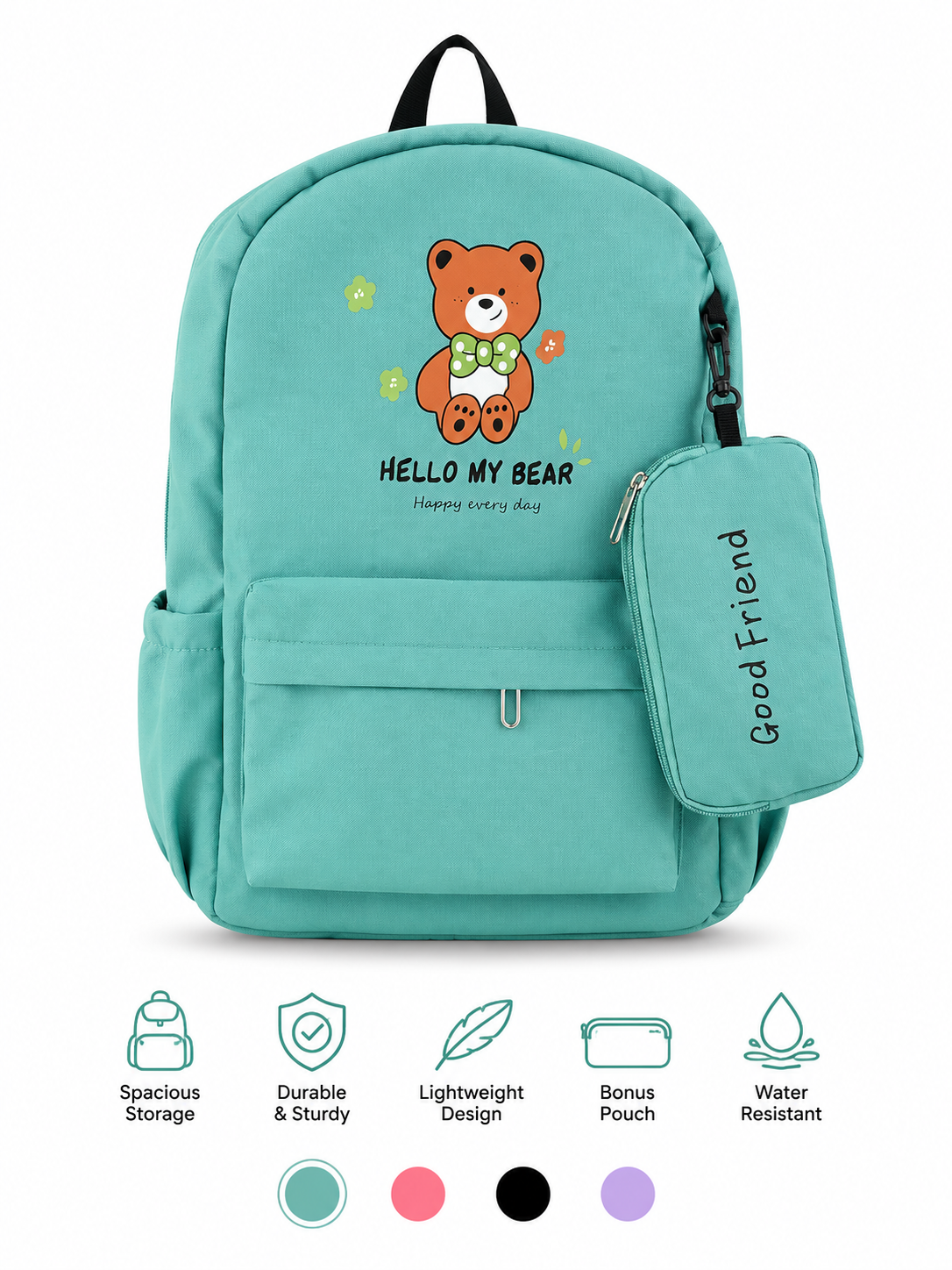 6219 Lovely Bear Backpack for Kids | Girls and Boys  - Collage School & Travel Size= 42*28*12 Cm {Random Color}