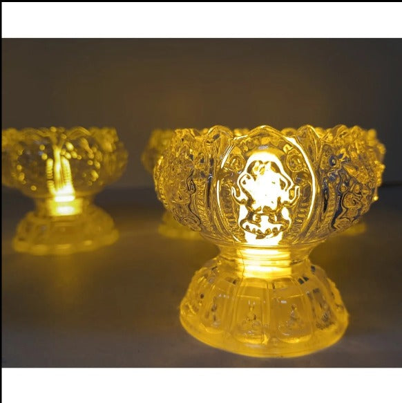 KT-C148 Candle Light Yellow Lotus Lamp Tea Lights Household Lights Front Light Lotus Candle Holder Tealights Candle Lamp Desktop Light