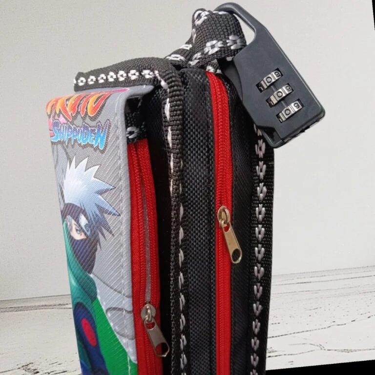 188985 Naruto Pencil Password Lock Pouch with 2 Compartments {Random Design}
