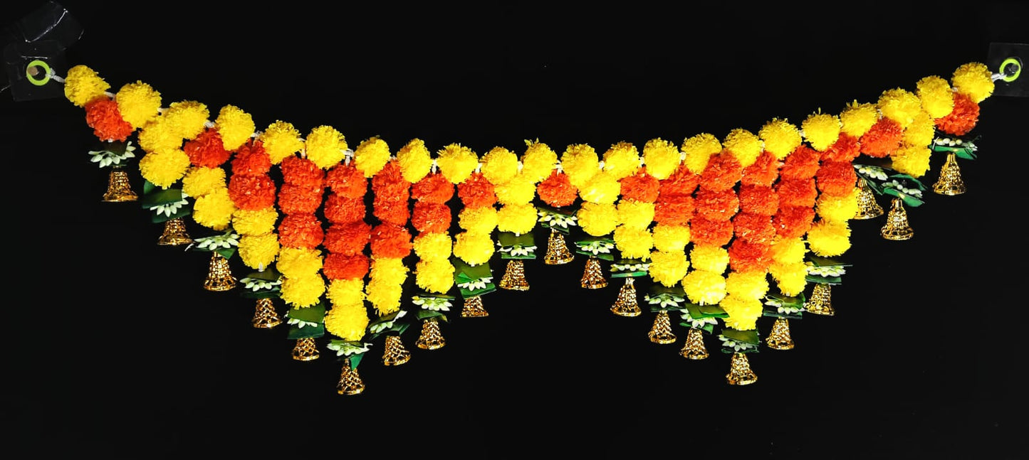 11148 Toran Garlands for Door Main Entrance Hanging Artificilal Marigold Flower Handmade Bandhanwar Home Decoration {3 feet }