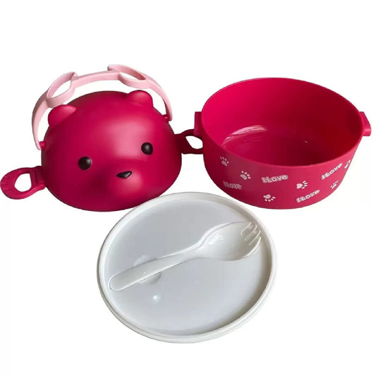 20515 Cartoon Lunch Box with Handle for Kids, Leak Proof Microwave Safe Tiffin Box for Boys, Girls (Multi Color)