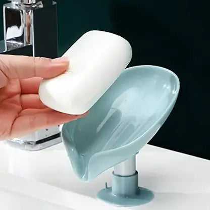 10443 Soap Holder Leaf-Shape Self Draining Soap Dish Holder, Not Punched Easy Clean Bar Soap Holder