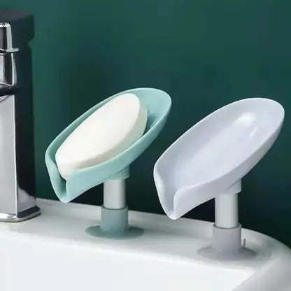 10443 Soap Holder Leaf-Shape Self Draining Soap Dish Holder, Not Punched Easy Clean Bar Soap Holder