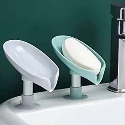 10443 Soap Holder Leaf-Shape Self Draining Soap Dish Holder, Not Punched Easy Clean Bar Soap Holder