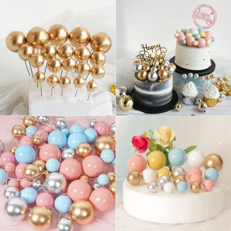 20200 Faux Ball For Cake, Cupcake decorations, Yellow Color, Pack of 20 {Random Color}