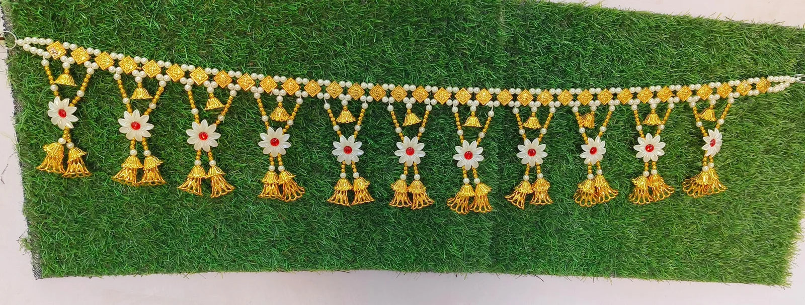 6087 Dual polished Moti plastic flower Toran 3 ft For Door