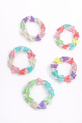 20800  {12 Pcs} Colorful Butterfly Beads Elastic Bracelet for Kids