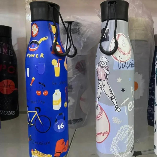 GBT-8377 Football Theme Stainless Steel Water Bottle for Boys, Water Bottle for Kids, & Adults. (750ml)
