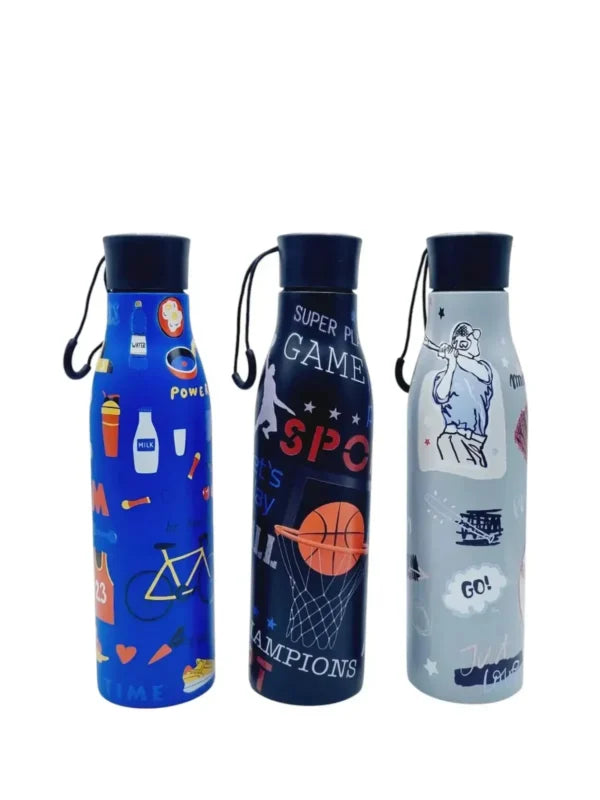 GBT-8377 Football Theme Stainless Steel Water Bottle for Boys, Water Bottle for Kids, & Adults. (750ml)