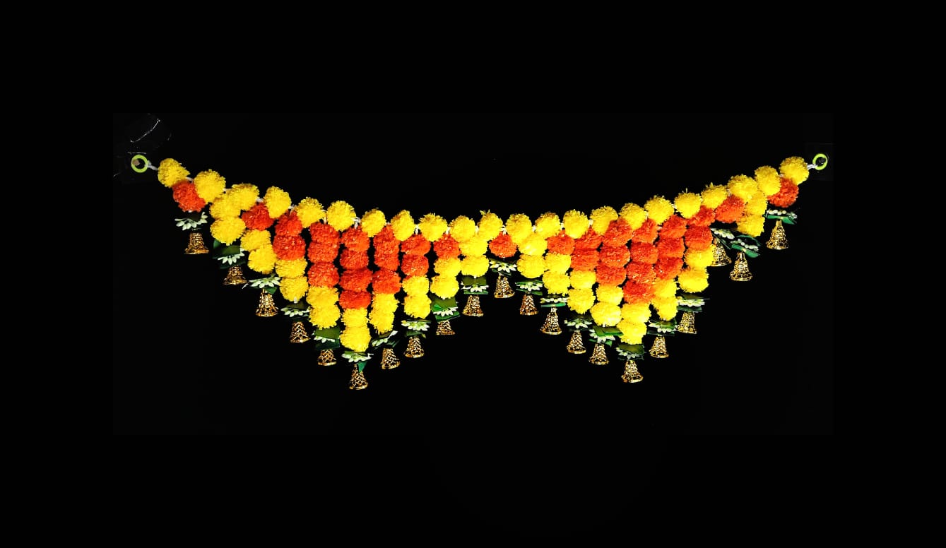 11148 Toran Garlands for Door Main Entrance Hanging Artificilal Marigold Flower Handmade Bandhanwar Home Decoration {3 feet }