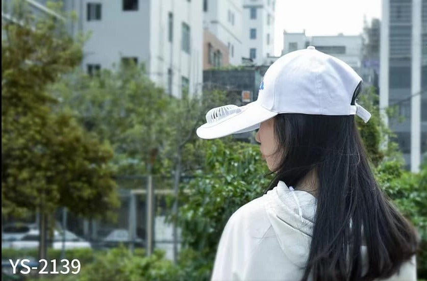 10527 Custom Blank Solar Fan Hat Cooling Baseball Cap With USB Charger