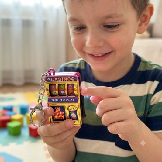20749 Casino Lucky Slots Jackpot Machine Keychain Mini Toy, Fun Gift for Kids