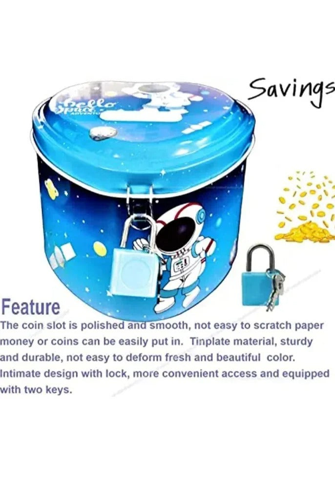 20368 Piggy Bank for Kids, Space/Unicorn Money Saving Tin Coin Bank, Birthday Return Gift for Girls and Boys