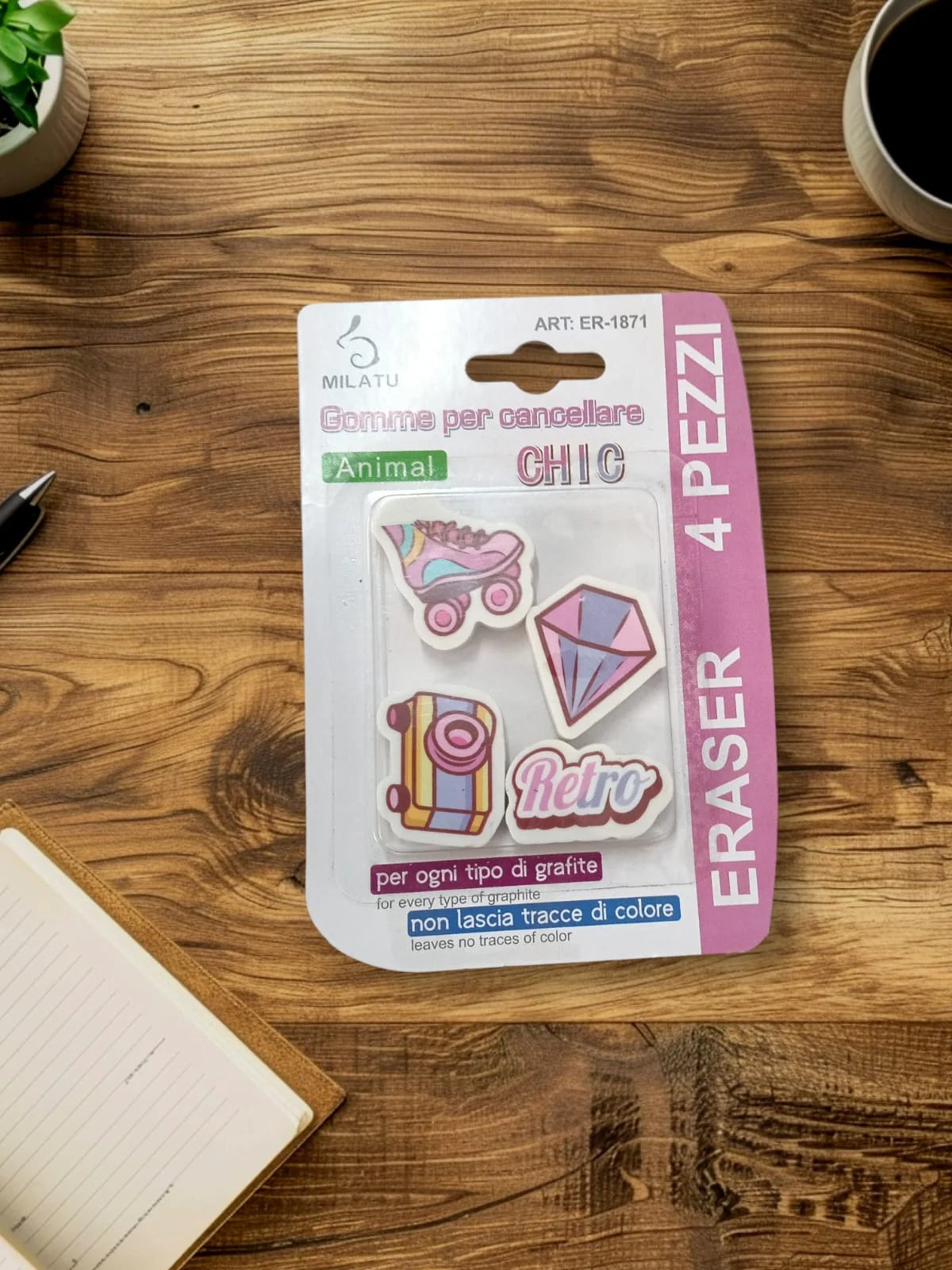 ER-1869 {1 Pack 4 pcs} Random Shapes Eraser