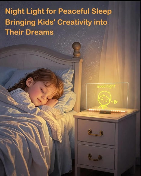 1515-1 LED Note Board with Colors, Light Up Acrylic Message Board, with 7 Pens Size=15*15 Cm