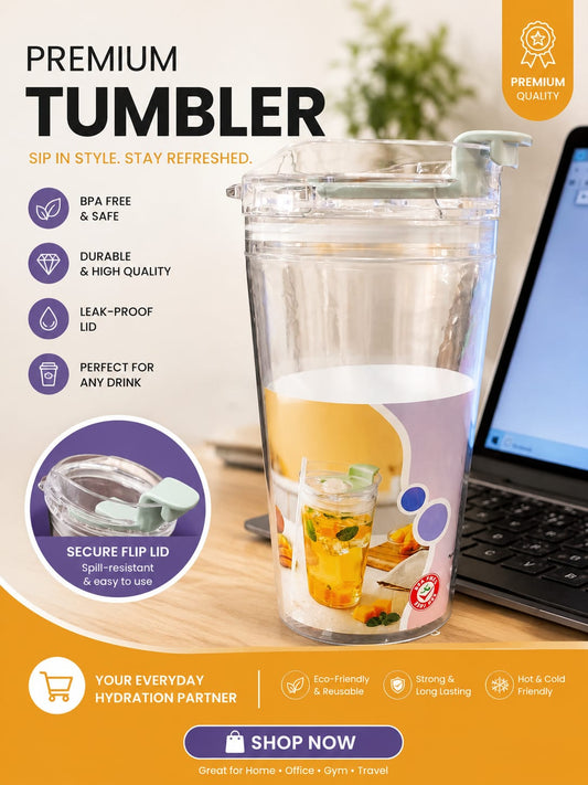 21090 Tumbler with Handle，Double Wall Vacuum Reusable plastic Water Bottle Travel