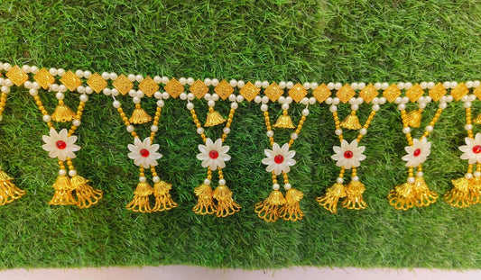 6087 Dual polished Moti plastic flower Toran 3 ft For Door