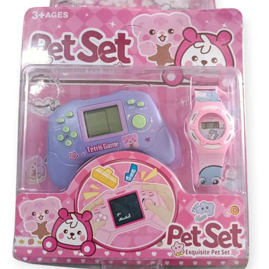 20095 Retro Video Game Keychain with Watch for Boys and Girls {Random Color}