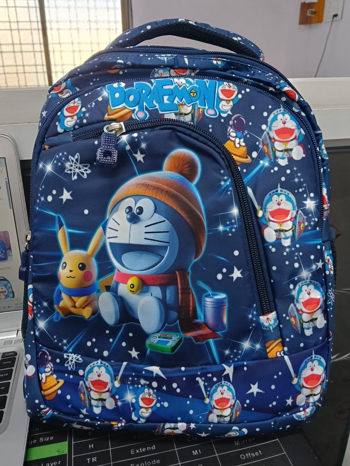 20410 Doraemon Cartoon School Bag for Boys & Girls 4 Compartment Size=38*28*15 Cm {Random Color}