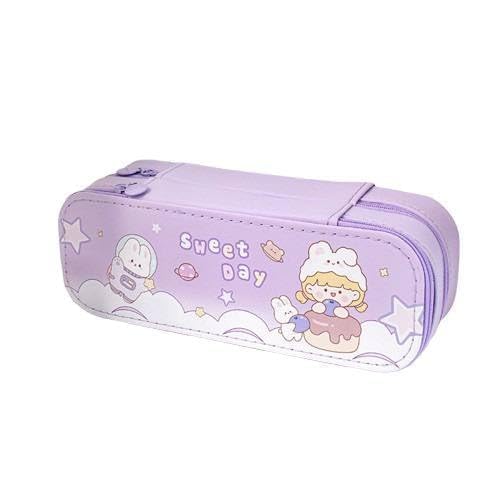 20702 Cute Double-Layer Stationery Pencil Case, Large Capacity Pencil Pouch with Zipper, Multipurpose Pen & Pencil Pouch for School {Random Design}