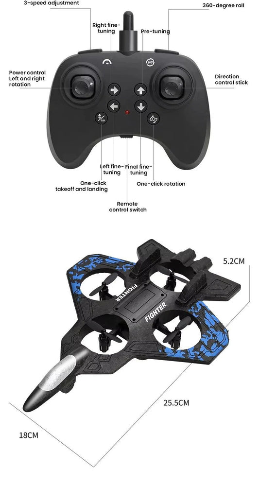 S1 Remote Control Airplanes RC Planes for Kids Adults, RC Airplane Fighter Jet with Light, 360° Flip Fighter Jet Toys