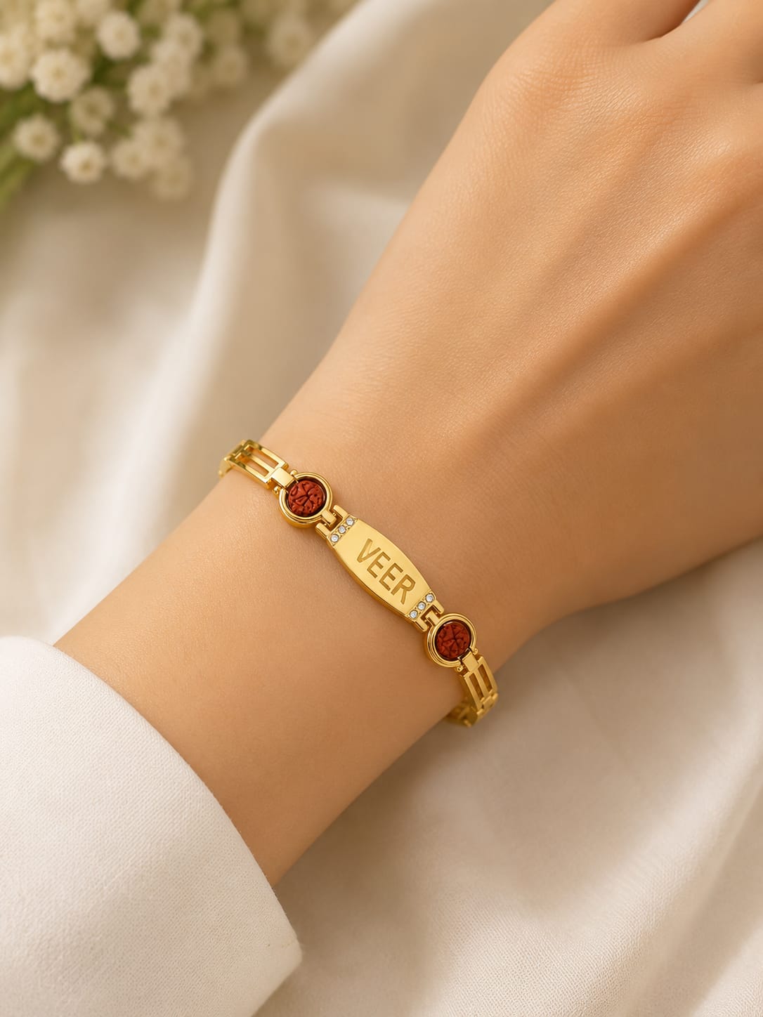 20805 Rudraksha Veera Rakhi Bracelet for Men  Spiritual Jewellery for Daily Wear & Festivals