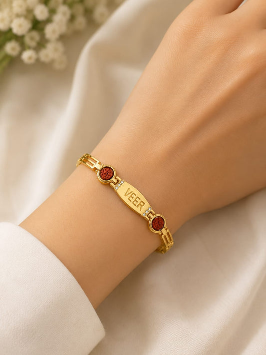 20805 Rudraksha Veera Rakhi Bracelet for Men  Spiritual Jewellery for Daily Wear & Festivals