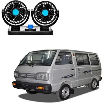 WTLS-101 Car Fan Air Circulator with 2 Speeds Portable Fan for Sedan RV Car Dashboard Double Head 24V Orange