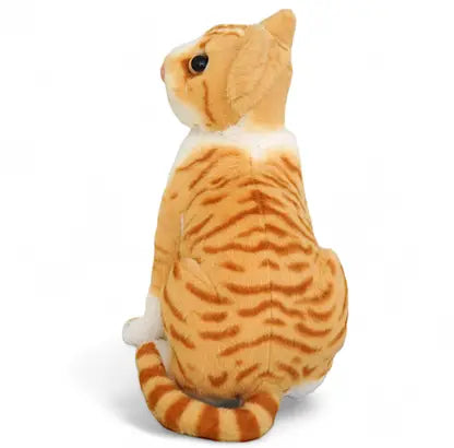 2077 Soft Stuffed Plush Tabby Cat Animal Toy for Kids Room and Home Decorations – 21 cm (Orange and White)