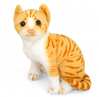 2077 Soft Stuffed Plush Tabby Cat Animal Toy for Kids Room and Home Decorations – 21 cm (Orange and White)