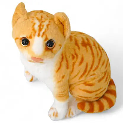 2077 Soft Stuffed Plush Tabby Cat Animal Toy for Kids Room and Home Decorations – 21 cm (Orange and White)