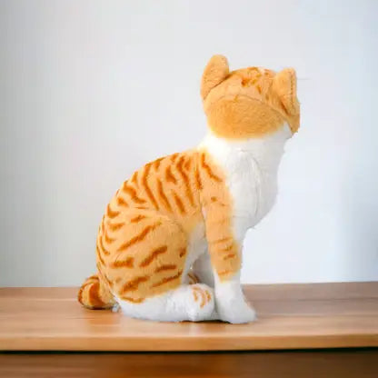 2077 Soft Stuffed Plush Tabby Cat Animal Toy for Kids Room and Home Decorations – 21 cm (Orange and White)