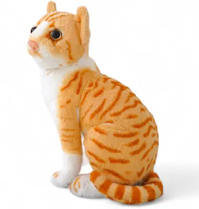 2077 Soft Stuffed Plush Tabby Cat Animal Toy for Kids Room and Home Decorations – 21 cm (Orange and White)