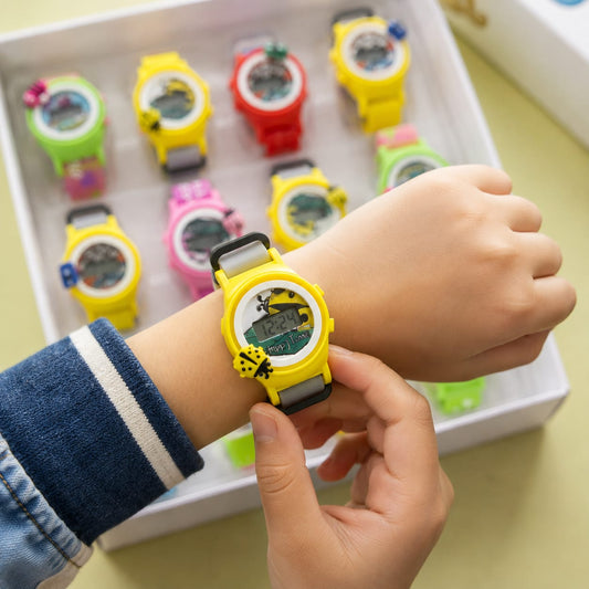 21028 (Pack of 12) Kids Cartoon Digital Watch – Colorful Character Design