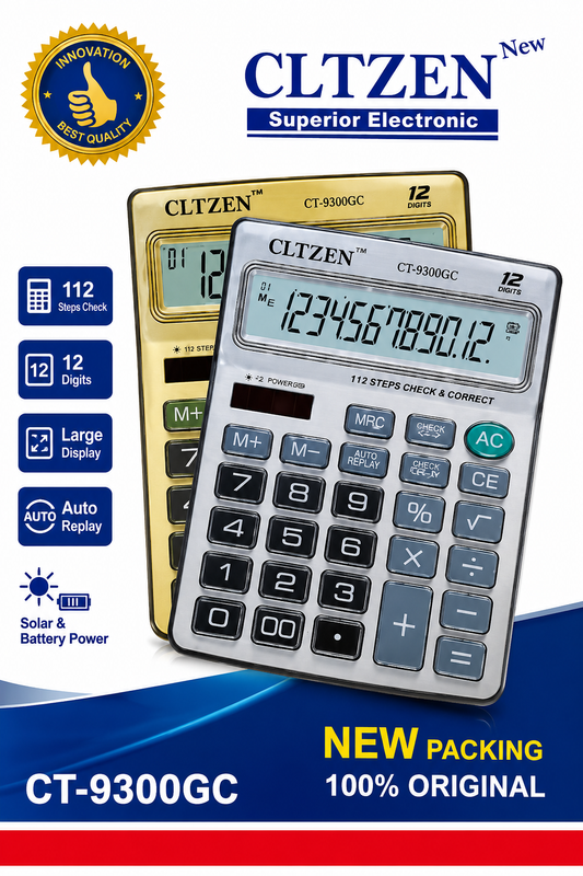 CT-9300GC 112 Steps Check and Correct Premium Desktop Calculator with Metallic faceplate & Bigger Screen/Keys