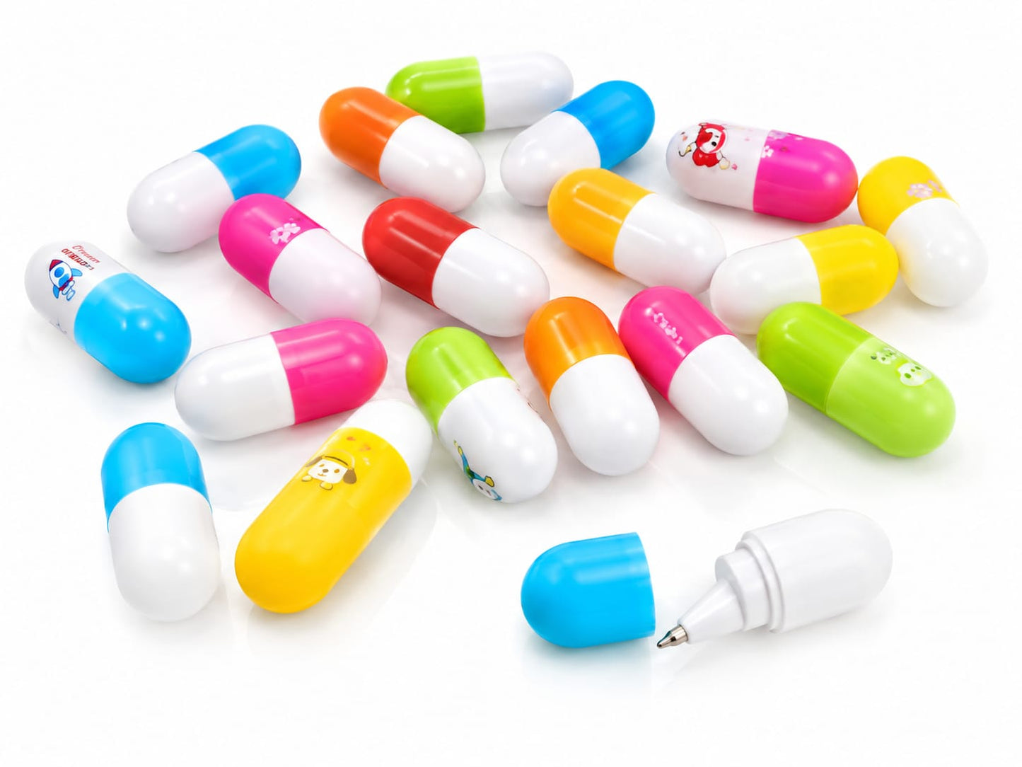 20992 (24 PCS) Cute Capsule Pen for Kids – Colorful Cartoon Design, Fun Writing & School Stationery