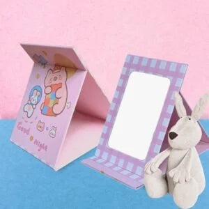TMS-4009 Folding Makeup Mirror || Cartoon Print Vanity Mirror with Stand for Kids