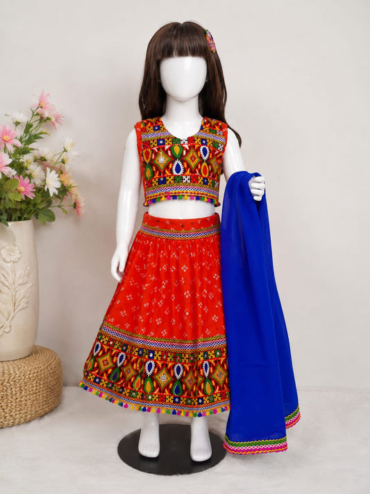 21063 (0-3 Years) Kids Traditional Embroidered Chaniya Choli Set with Dupatta