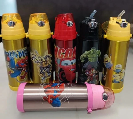 20061 Stainless Steel Cartoon Printed Water Bottle 1000ml {Random Design }