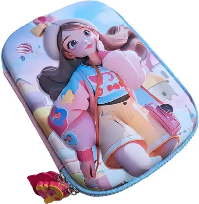 10557 Cute Girl Stationery Pouch – 3D Design Pencil Pouch – Premium Zipper Perfect for School, College & Art Supplies Art EVA Pencil Box {Random Design}